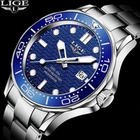 lige men watches top brand luxury blue stainless steel quartz watch man waterproof sports business chronograph relogio masculino