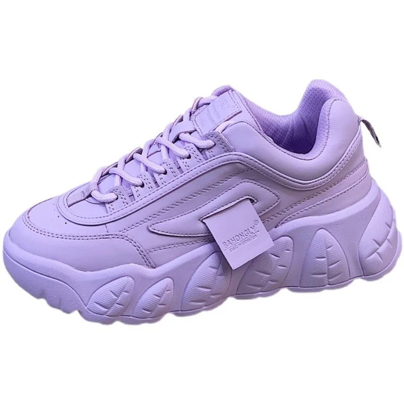 

2021 Woman Harajuku Thick Bottom Muffin Shoes Korean Version Breathable Comfort Leisure Sports Running Women's Vulcanize Shoes