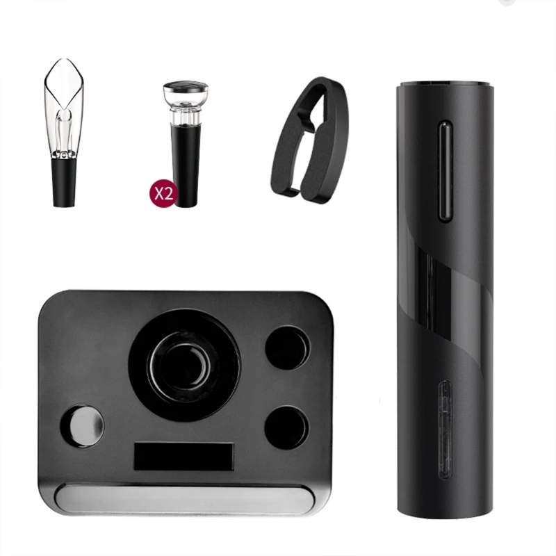 

One-click Rechargeable Electric Wine Opener Set with Stand Stainless Steel Home