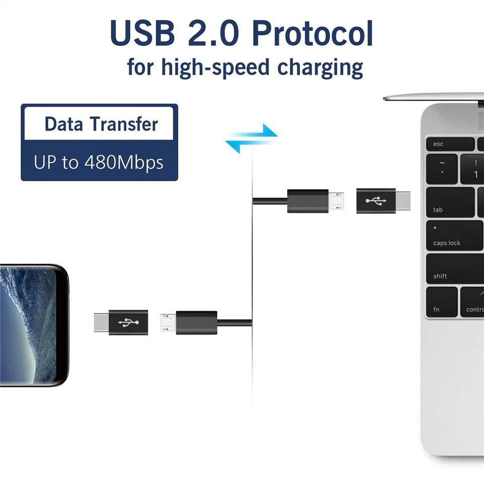 2 шт Type C и Micro USB Android телефон адаптера зарядного устройства для Xiaomi Mi 9 Huawei Honor 8x Samsung S10 c кабель|Переходники