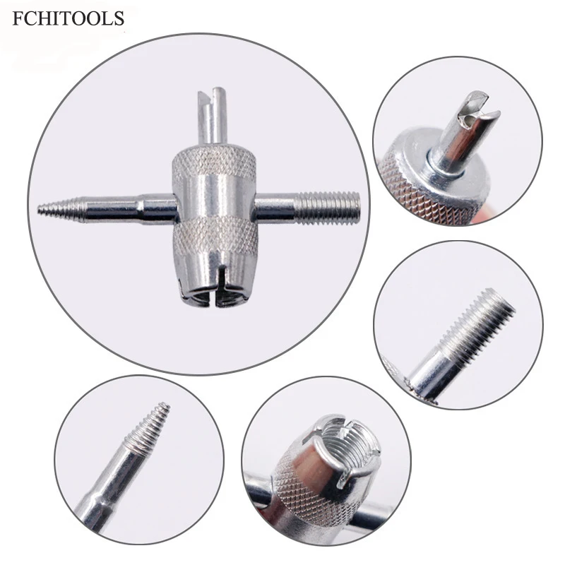 

Four-In-One Tire Valve Core Wrench Valve Deflation Needle Tool Car Bicycle All-In-One Socket Wrench Hexagon Nut Extractor