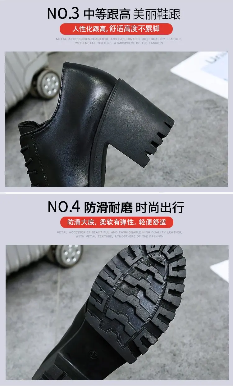 

Summer British Style Split Leather Women Square Heel Flat Platform Shoes Woman Lace-up Oxford Shoes for Women heels 7cm N3-85