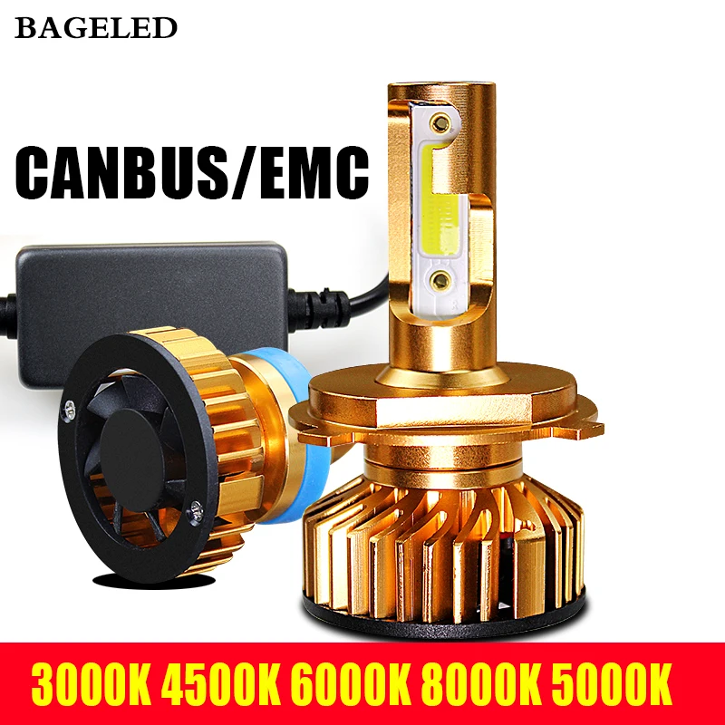Светодиодный фонарь BAGE Mini Canbus H4 H7 12 В 8000 лм 4300K 6000K 8000K 5000K H3 H1 9005 HB3 9006 HB4 H8 H11|Передние