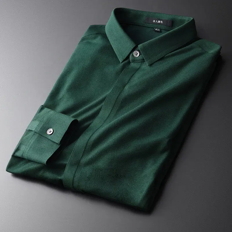 

Рубашка сетчатая Мужская, с длинным рукавом, мягкая, зеленая, весна-осень, 2020