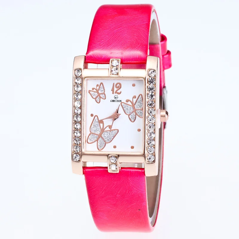 

Square Dial Ribbon Diamond Ladies Watch Fashion Butterfly Face Quartz Rhinestone Ladies Watch Pop Style Nice New