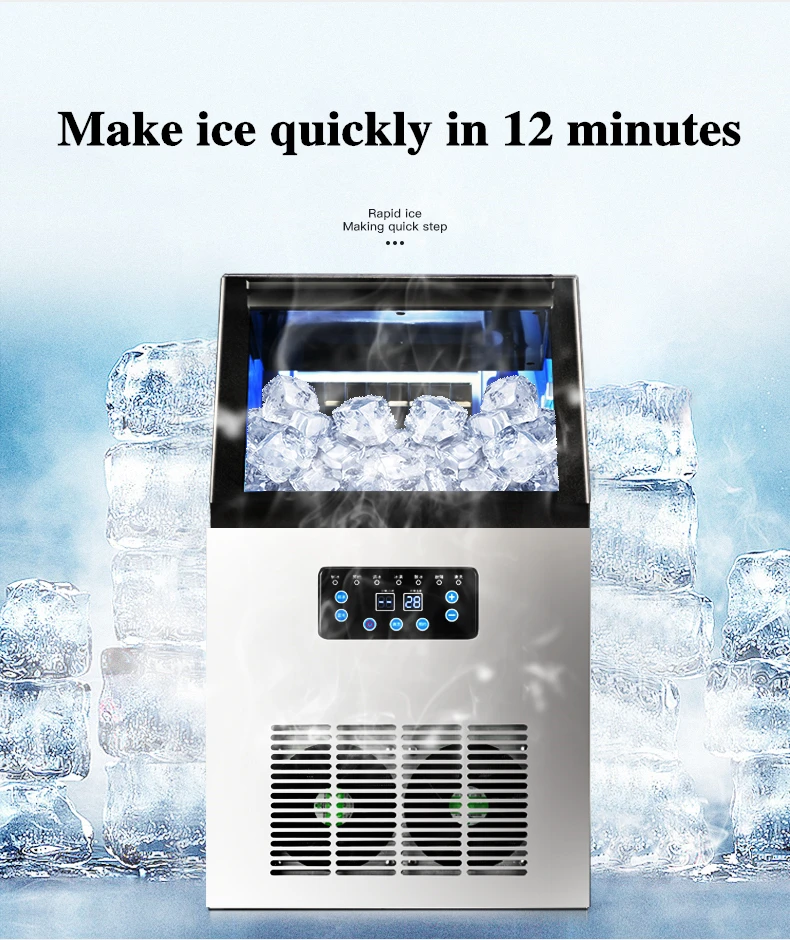 

60/70/80KG/24H Electric Ice Cube Maker Machine Portable Generator Cooler Compressor Chopper for a House Bars Restaurants Shops