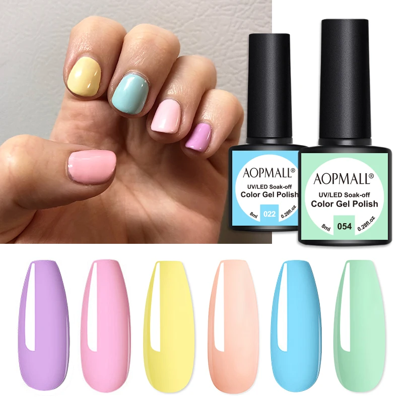 

AOPMALL® 6 Pcs Hybrid UV/LED Lamp Nail Art Gel Polish Kit Quick Building Soak Off Nails Art Painting Gel Nail Art Enamel