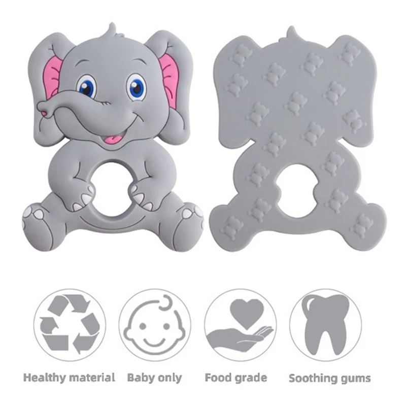 

Baby Cartoon Elephant Shape Teether Silicone Beads Molar Toys Infant Teething Soother Shower Gifts