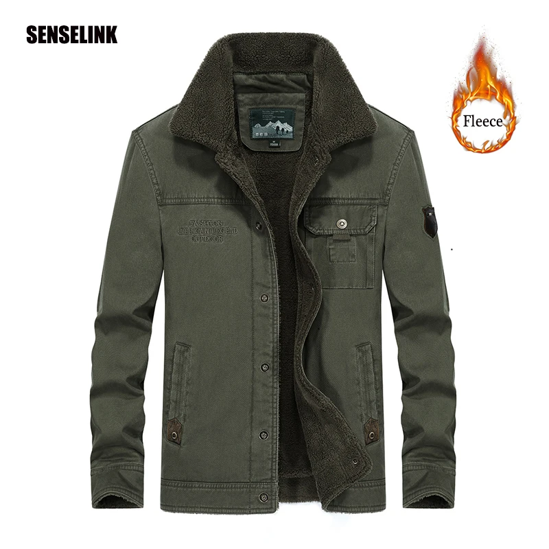

Men's 2021 Fleece Warm Autumn Winter Fashion Clothing Jacket Tactical Field Denim Bomber Pilot Army Oversize Plus Size Jacket 6X