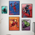 Картина на холсте с изображением супергероя, плакат Мстителей, Капитана Америка, человека-паука, Железного человека, украшение для дома, подарок на день рождения, игрушки