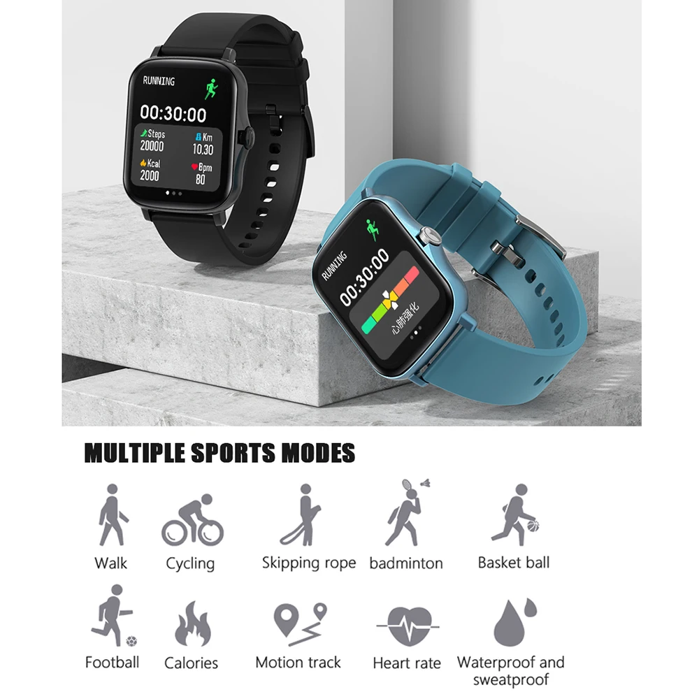 Y20 Smart Watch Men Women IPX7 Waterproof Blood Pressure Heart Rate Fitness Tracker Smartwatch P8 Plus For IOS Android | Электроника