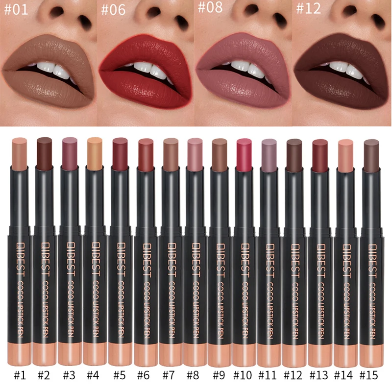 Qibest 15 видов цветов Помада карандаш водостойкие стойкие бархатные матовые помады