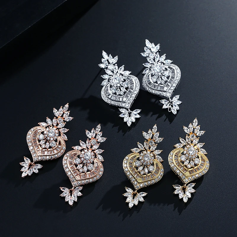 Серьги подвески Uilz из розового золота женские роскошные длинные висячие