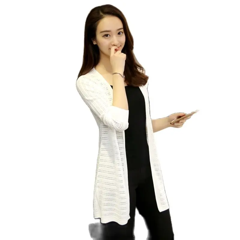 Женское длинное платье свитер тонкий кардиган в Корейском стиле лето 2021|long sweaters