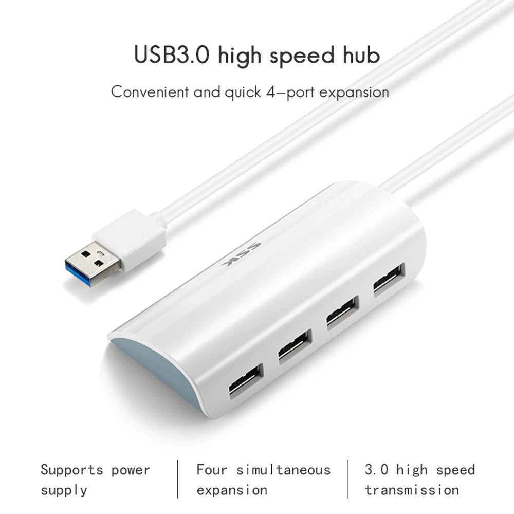 SSK Portable USB3.0 Hub High Speed 4 Port Usb USB Splitter Adapter Power Supply for Mac Tablet Laptop Notebook PC SHU808 | Компьютеры и
