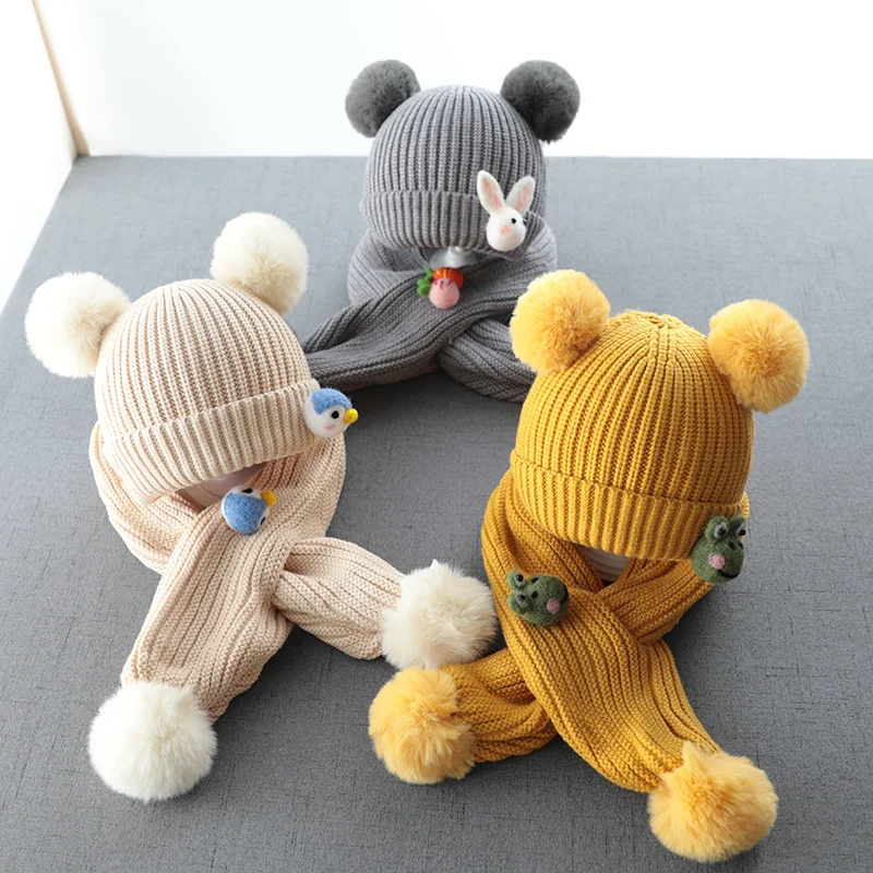 

Детская шапка осень-зима для маленьких девочек шерстяная шапка шарф комплект для 3-12 месяцев 6 модных детских мужчин