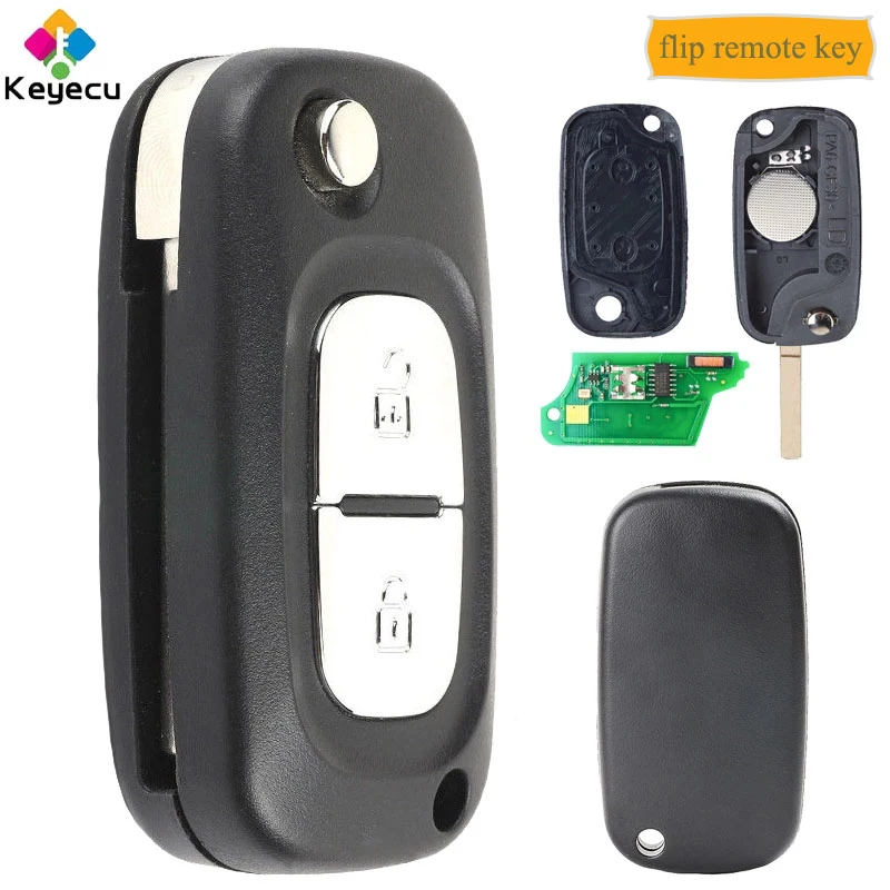 Запасной складной дистанционный ключ KEYECU с 2 кнопками чип PCF7961 и лезвие VA2 для Renault