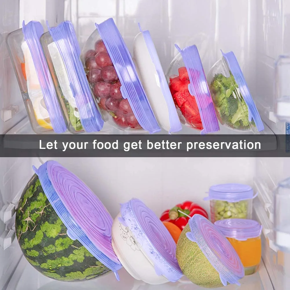 

Silicone Cover Stretch Lids Reusable Airtight Food Wrap Covers Keeping Fresh Seal Bowl Stretchy Wrap Cover Kitchen Cookware