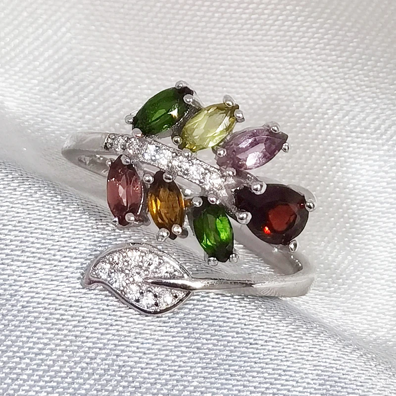 MeiBaPJ натуральный турмалин модный красочный камень простое кольцо для женщин