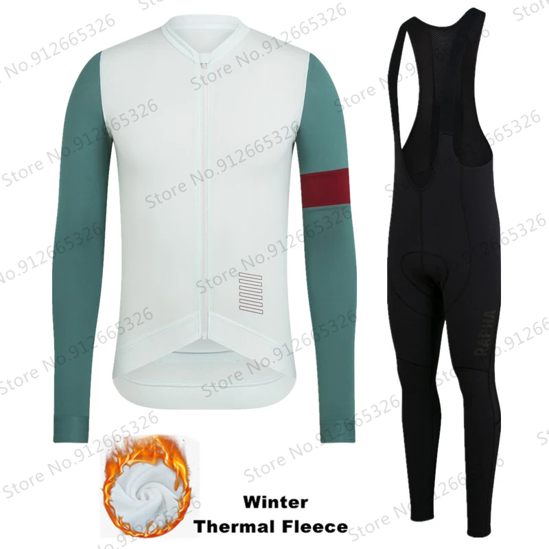 

2022 Men Winter Thermal Fleece Set Cycling Clothes Men's Jersey Suit Sport Riding Bike MTB Clothing Bib Pants Warm Sets Ropa