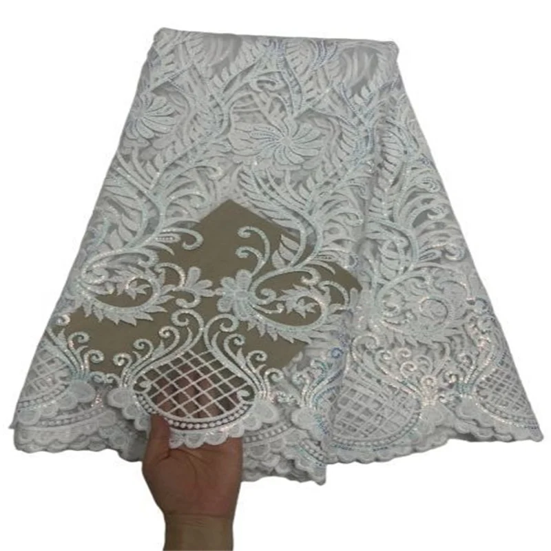

Latest Colorful African Sequins Lace Fabric French Mesh Laces High Quality 2022 White Lace Nigerian Lace Fabric For Party