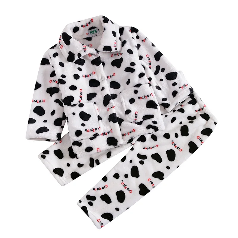

Autumn and Winter Children's Pajamas for Boys and Girls, Big Children's Flannel Coral Fleece Thickened Warm Home Service Suit