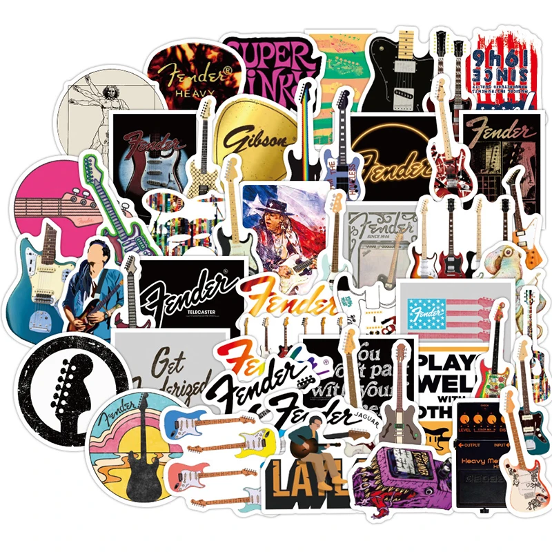 

10/30/50Pcs Guitar Lover Graffiti Sticker Waterproof Fridge Guitars Laptop Motorcycle Skateboard Joke Decal Classic Toy Gifts