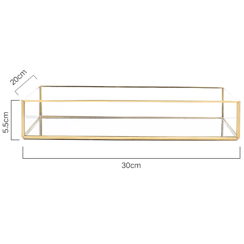 Промо акция! Скандинавский лоток для хранения золотой прямоугольник стеклянный