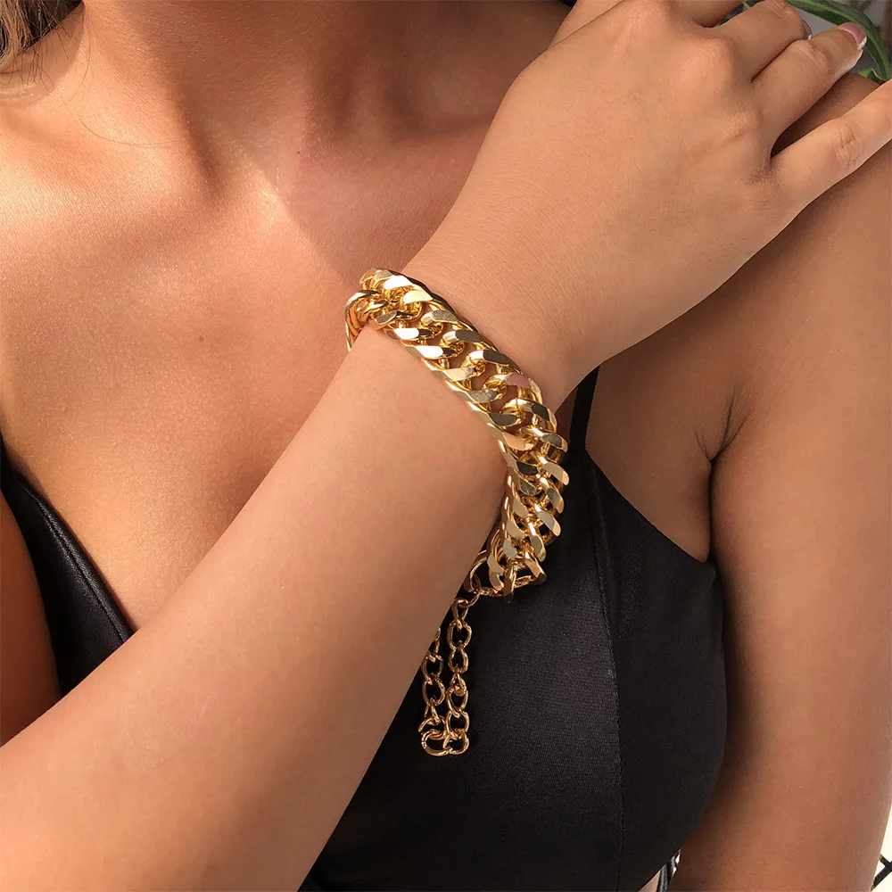 

European American Jewelry Creative Retro Punk Thick Chain Female Personality Punk Exaggerated Bracelet Wholesale