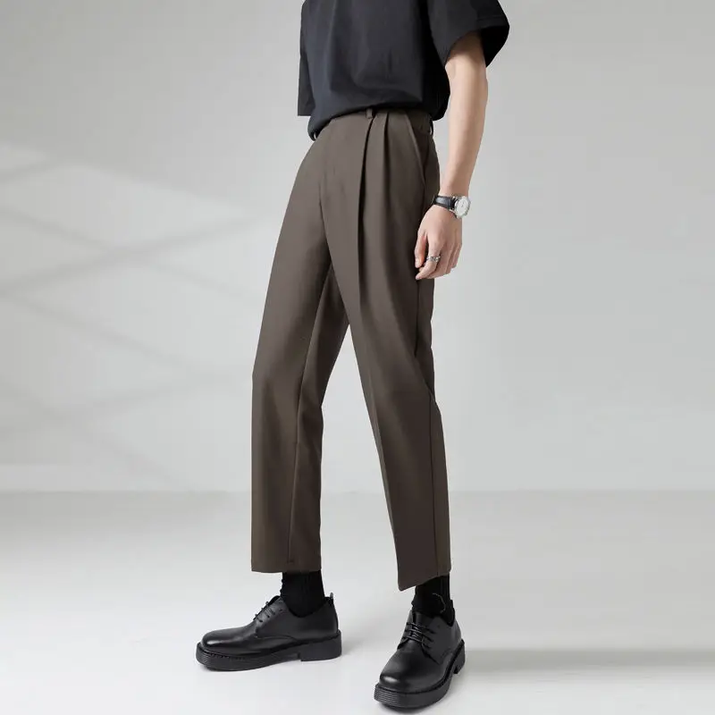 

Spring Summer Suit Pants Men's Fashion Business Society Mens Dress Pant Korean Straight Wide-leg Pants Men Trousers M-3XL