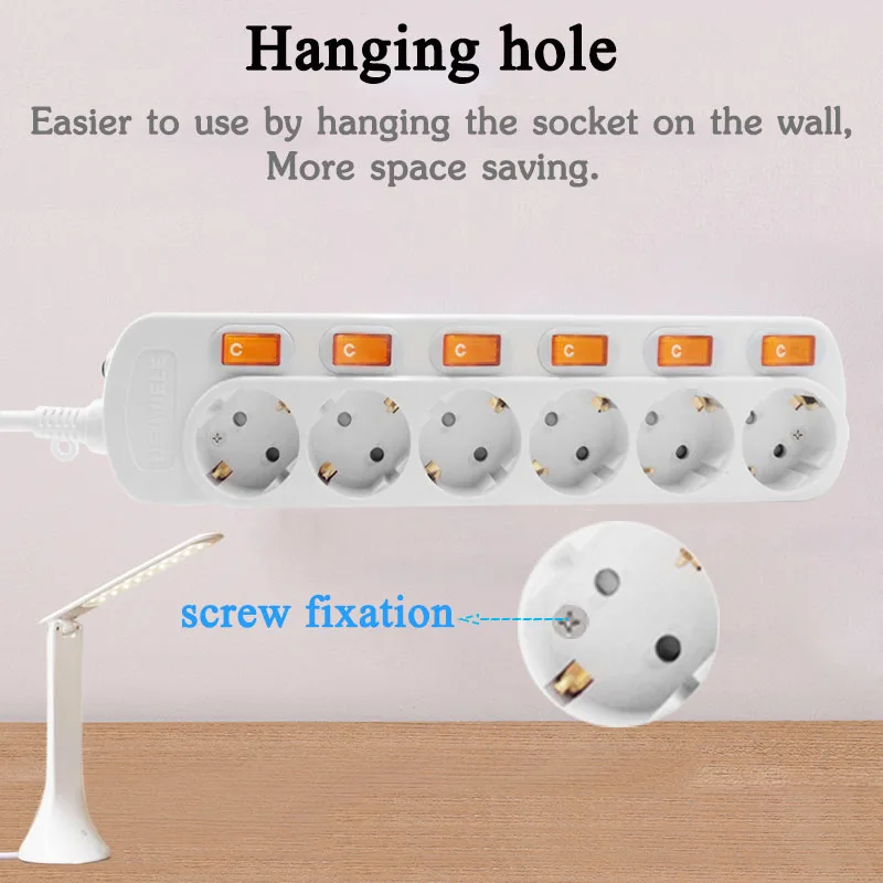 Удлинитель питания с защитой от перенапряжения розетки 3/4/5/6 вилка европейского