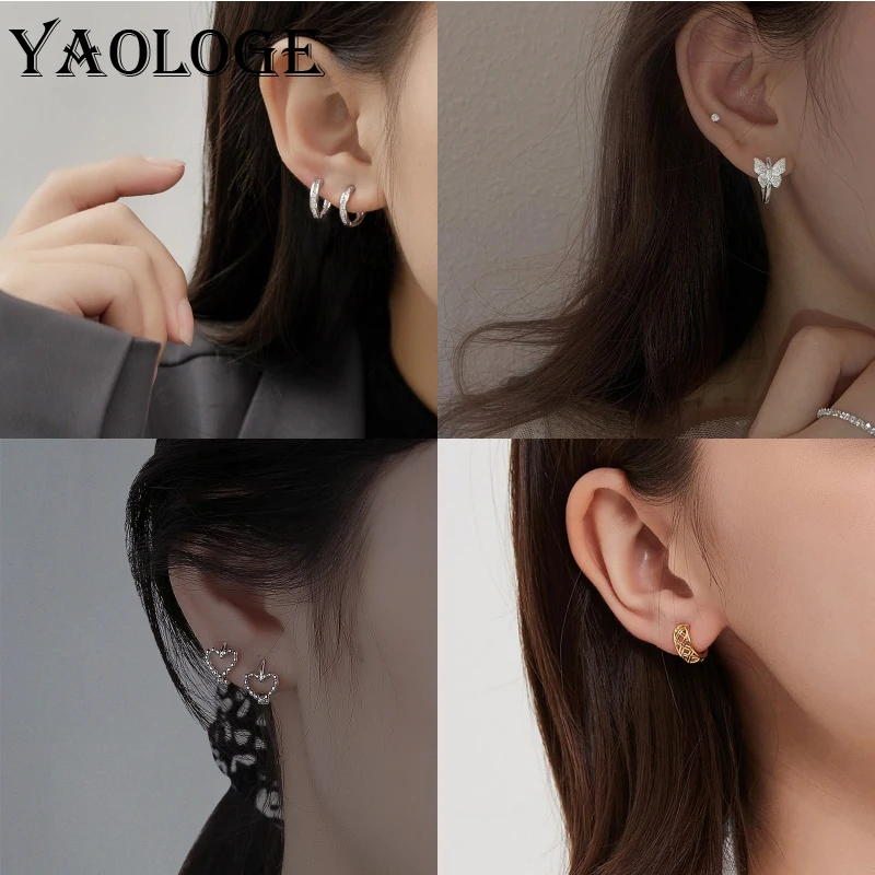 

YAOLOGE 925 Sterling Silver Korean Retro Simple Fashion Geometric Earrings Ladies Couple Engagement Party Jewelry Gift Wholesale
