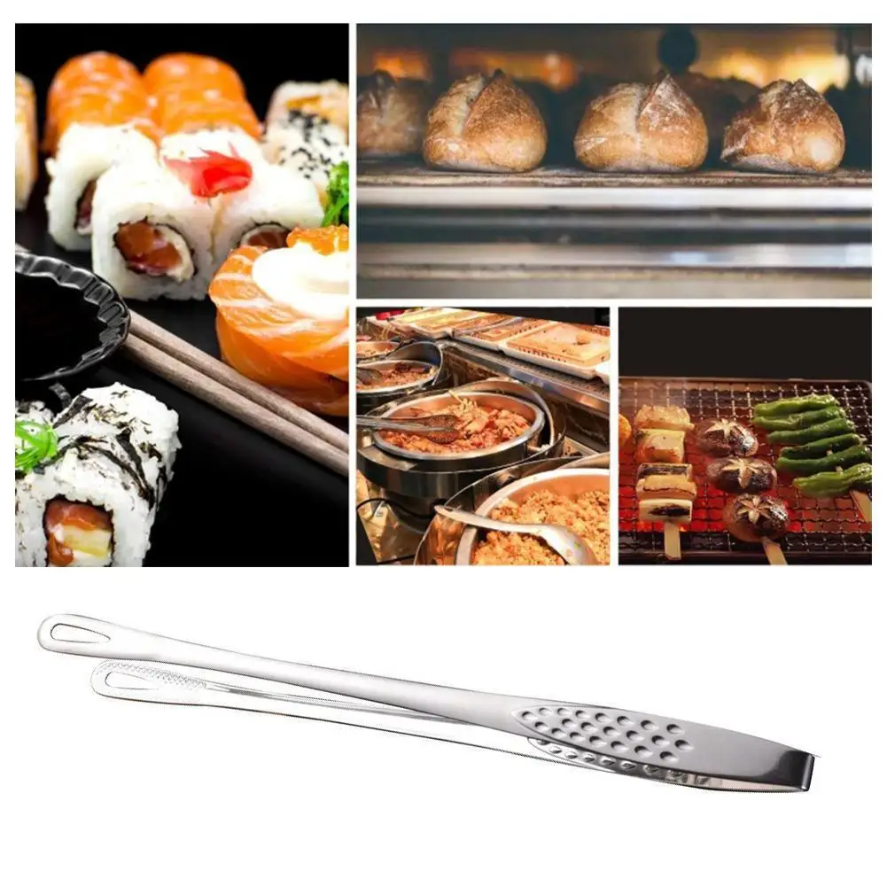 

1pc Steel Food Tongs Long Handle Non-Slip Accessories Kitchen Cooking Steak Barbecue Tools Tongs Tongs E7A1