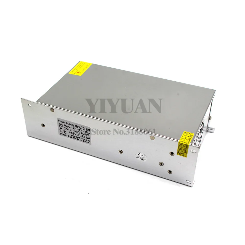 Одиночный выход DC48V источник питания 12.5A 600W Трансформатор AC110V 220V до 48V DC источники