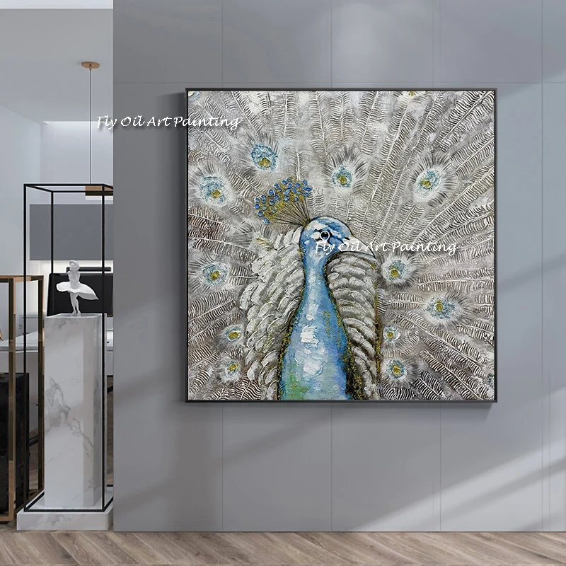 

Beautiful 100% handmade peacock Oil Painting picture Wall handpainted Art Home Living Room Picture Modern Decoration Gift