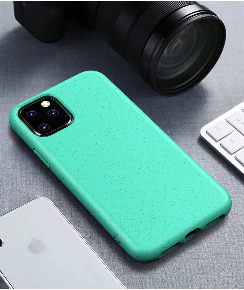 Green Натуральная Пшеничная солома Матовый ТПУ Защита телефона от падения Чехол для IPhone 6 7 8 Plus X XR XS 11 Pro Max желтый красный черный задний Чехол - Цвет: Green