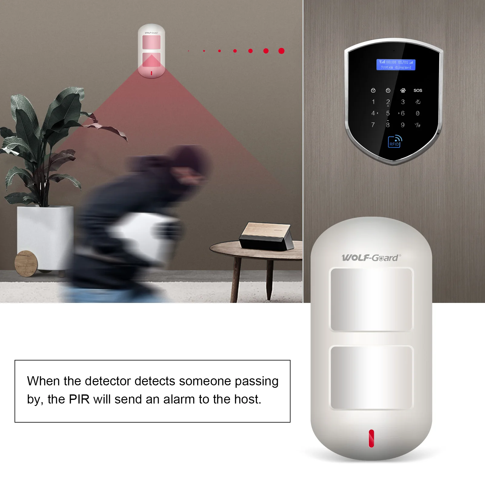 Беспроводная домашняя сигнализация Wolf-Guard 2 4G Wifi GSM SMS Комплект охранной системы Tuya
