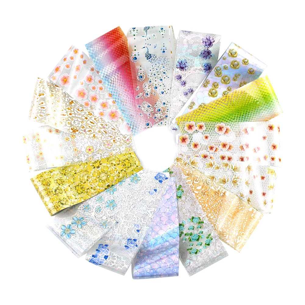 

16pcs Set Nail Art Sticker 16 Star Paper Peony Flower Series Peacock Symphony Chinese Style DIY Nails Decoration