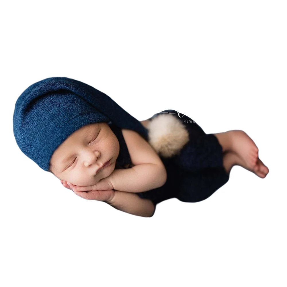 

Baby Photography Costumes Hat + Wrap Long Tail Knitted Wool Ball Sleeping Bag for Girls Boys