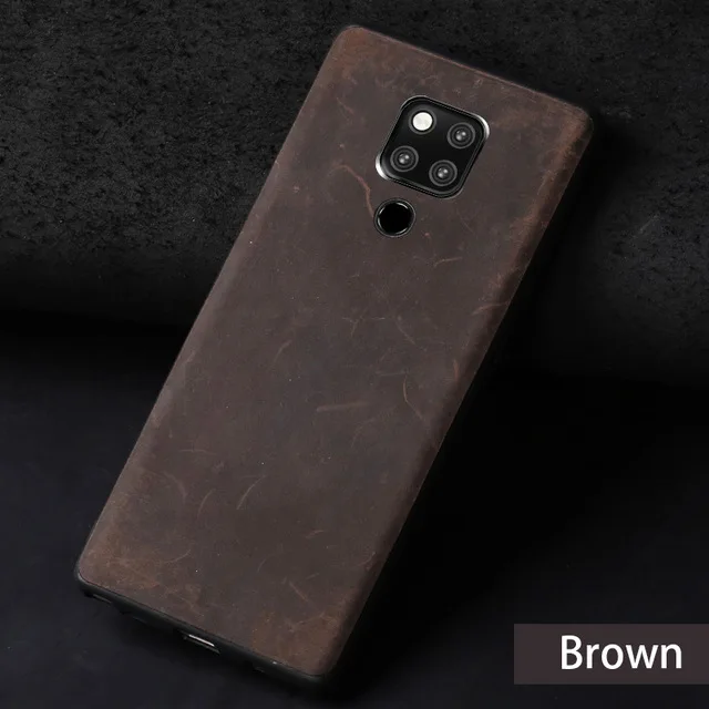 Чехол для телефона из воловьей кожи для huawei mate 9 10 20 Pro P10 P20 P30 Lite Crazy Horse, задняя крышка для Honor 8X9 10, чехол с текстурой - Цвет: Brown