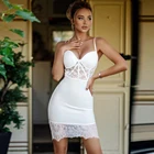 Кружевное Бандажное платье, Новое поступление 2021, белое Бандажное платье, облегающее женское летнее сексуальное вечернее платье, вечерние Клубные наряды