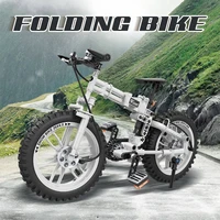 technical city bicycle mountain folding bike with inflator model building blocks bricks educational toys for kids gifts