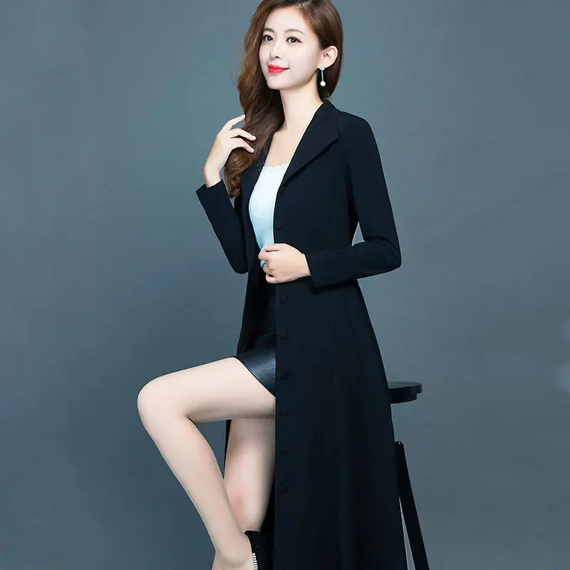 

Women's Windbreaker Mid-length Spring and Autumn New Slim Waist Coat and Long Coat Women