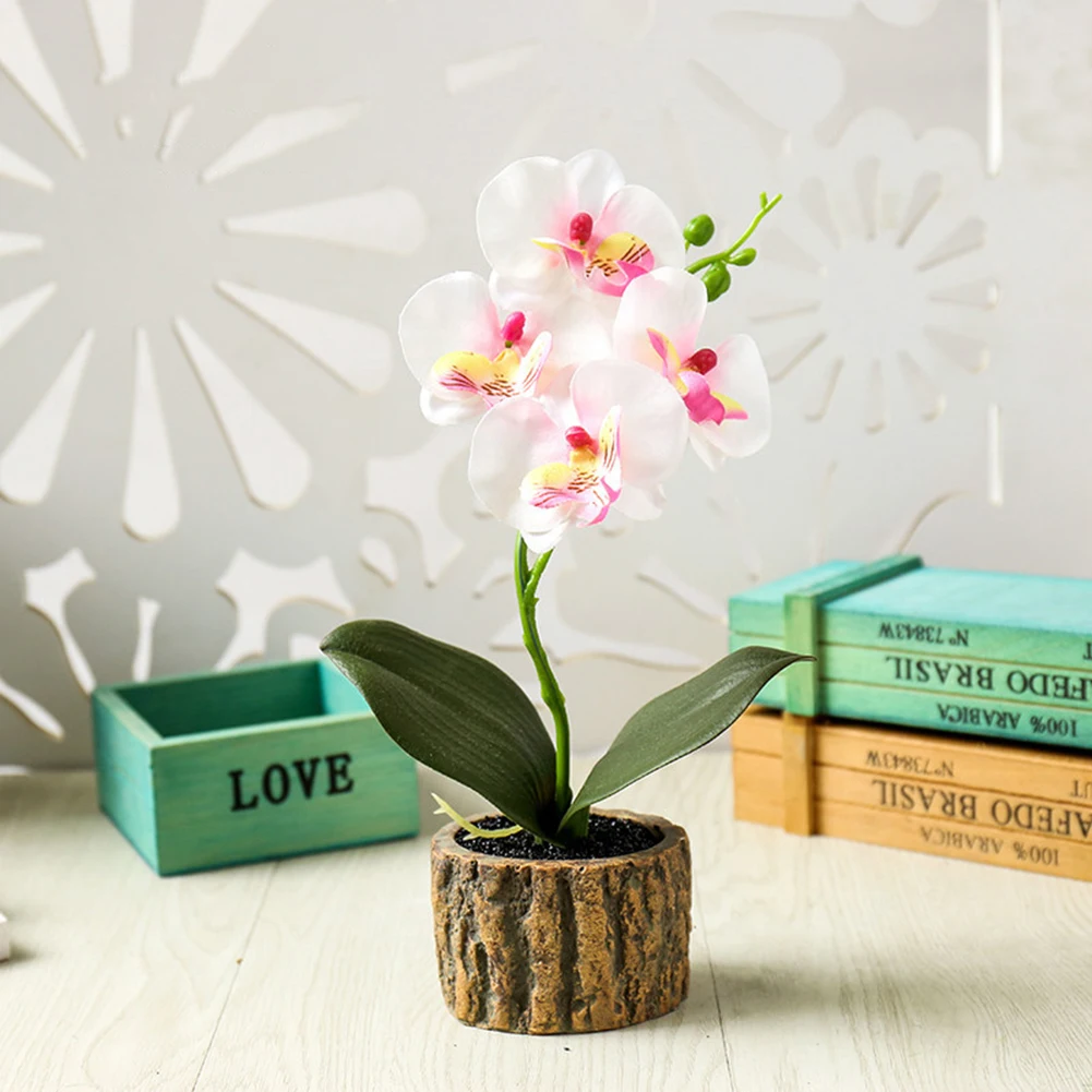 Искусственные цветы в горшке искусственная Орхидея бабочка цветок бонсай