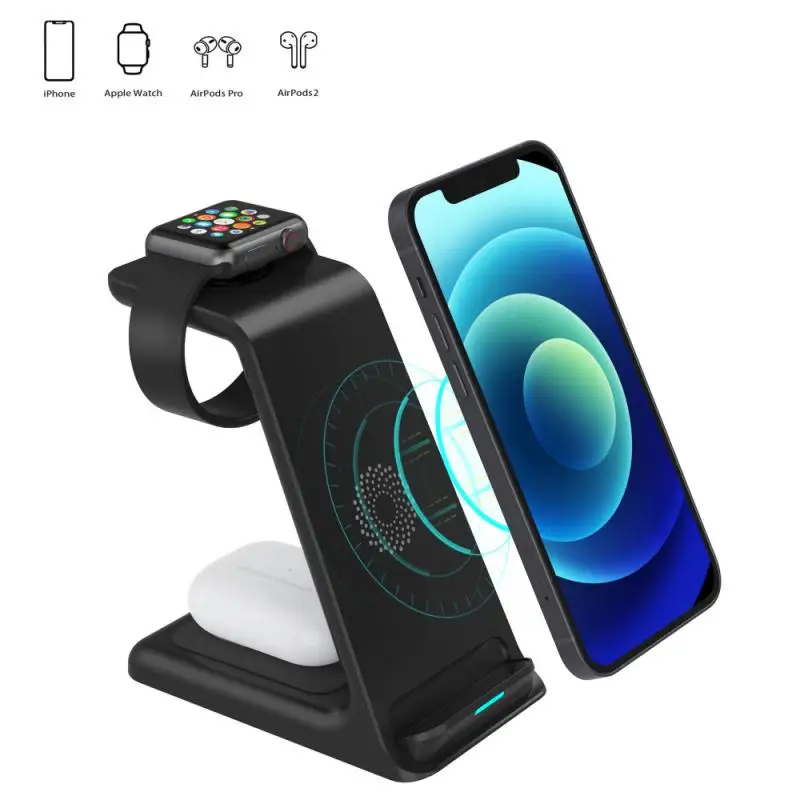 

15W Qi Fast Wireless Charger Stand For iPhone 11 12 X 8 Samsung Apple Watch 3 in 1 Charging Dock Station for Airpods Pro iWatch