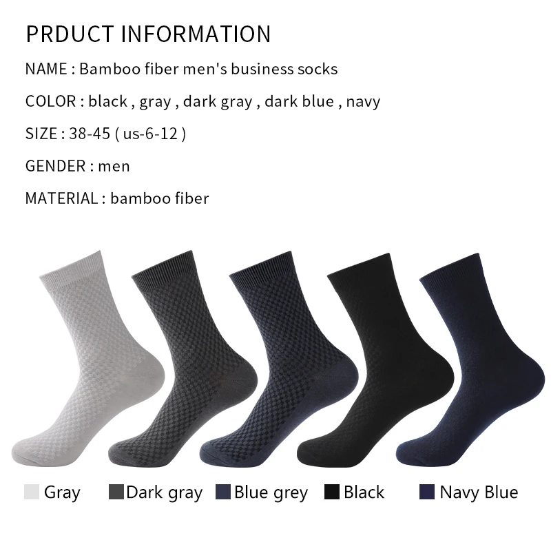 10Pairs High Quality Casual Bamboo Fiber Men's Socks Business Breathable Deodorant Compression Socks Men Long Big Size EUR 38-46