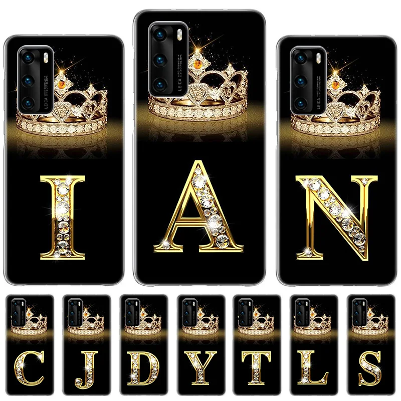 

Diamond Crown Letter Case For Huawei Honor 8X 10 lite 20 20S 30 30S 50 50SE Pro Y5 Y6 Y7 2019 P Smart Z 2021 Fundas Cover Coque