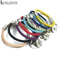luwellever new magnet 065 genuine leather bracelet fit 18mm snap button bangle charm jewelry for women men gift 20cm