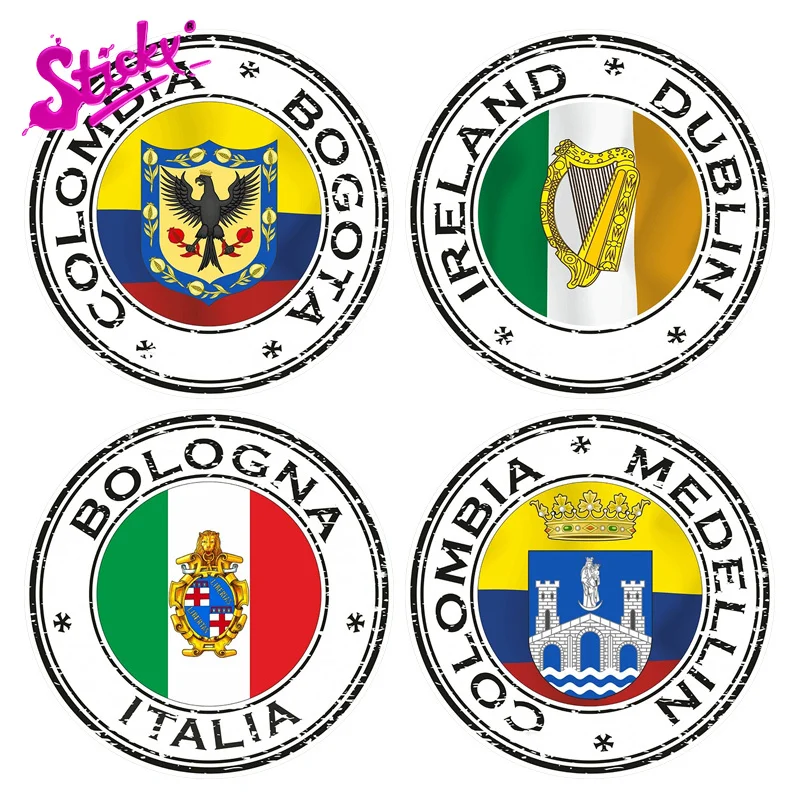 

STICKY Colombia Bogota Stamp Seal Sticker Decal for Car Laptop Tablet Fridge Door Decals Guitar Window Stickers