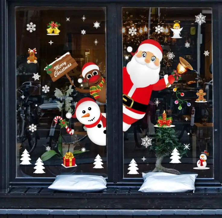 

Christmas Decorations Large Snowman Reindeer Santa Claus Christmas Tree Window Clings Hanging Ornaments Decal Winter SN1807